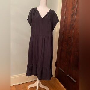 Pact Organic Cotton Black Dress XXL Double Gauze Breezy Dress With Pockets